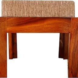 WiproWood Wooden Stool For Kitchen | Ottoman Stool With Cushion For Living Room | Sheesham Wood, Brown Finish, 48.26 Cm, 25.4 Cm-12