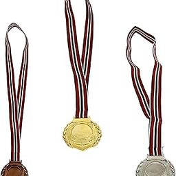 ArtRight SM-13 Metal Kids Winner Medals with Ribbon Set of 3 (7cm Diameter), Gold Silver and Bronze Medals with Unique Pattern 1st 2nd 3rd Prizes for Sports, Competitions, Party-1