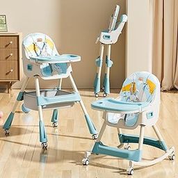 R for Rabbit Sugar Doodle Plus High Chair for Baby 3-in-1 Convertible Rocking Chair, Smart & Compact Fold with Dual Detachable Meal Tray for 6 Months to 5 Years Kids |(Lake Blue)-image-20