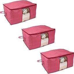 Whitekrafts Underbed Storage Bag, Storage Organizer, Blanket Cover with Side Handles Maroon set of 3-30