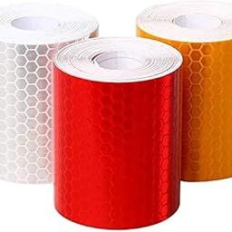 SHASALES High Intensity Water Proof Conspicuity Warning Reflective Radium Tape Sticker Pack of 3, White Yellow and Red Size 2 Inch x 3 Meter (3 Meter Each Color)-image-28