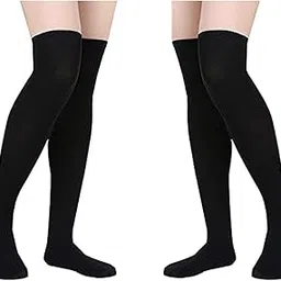mukhaksh (Pack of 2 Pairs = 4 Stockings Girls Cotton Lycra Black Stocking Thigh High Black Socks-picture-23