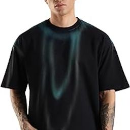 Trendy Oversized Baggy Fit Drop Shoulder Tshirt in Tie & Dye Style | French Terry Cotton Heavy Fabric Crew Neck T Shirt for Men-image-3