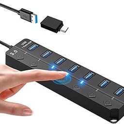 ADZOY 7-Port USB 3.0 Hub Individual On/Off Switches with USB to Type C Connector | High-Speed Data Transfer | Fast Sync & Device Control | Charge & Transfer Simultaneously | Universal Compatibility-picture-29