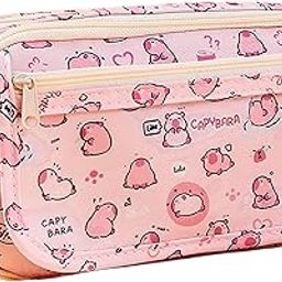 FunBlast Capybara Pencil Pouch for Kids – Kawaii Pencil Pouch, Aesthetic Pen Case for Girls, Multipurpose Zipper Pouch for Kids & Adults, Large Capacity Stationary Organizer Case (Random Print)-image-5