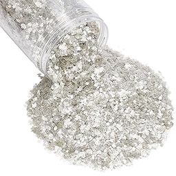 Ubervia 300g Mica Fragment Resin Fillers Accessories Rock Slice Mica Slices Shiny Stone Crushed Magical Natural Mica Flakes Flitter for Resin Painting Arts and Crafts,White-image-12