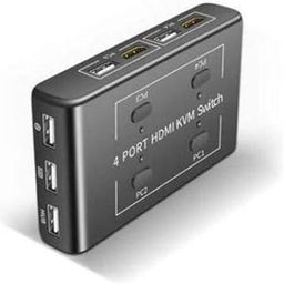 MaK WOrLD® 4 Port HDMI KVM Switch Share 4 Computer CPU with 1 Monitor 4x1 USB KVM switcher Box Support 4K@30Hz, Support Wire Keyboard and Mouse-74