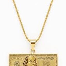 Gold-Toned $100 Dollar Bill Pendant Necklace for Men & Women – Bold & Unique Money Chain with 3D Engraved Front & Back Design | Statement Hip Hop Style Jewelry-image-49
