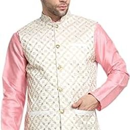 Men's Silk Embroided Zari Nehru Jacket Only-picture-28