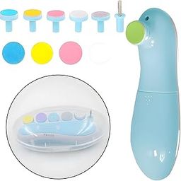 Nutshell Baby Nail Trimmer Electric, Safe Baby Nail File, Baby Nail Clippers with Light and 6 Grinding Pads for Newborn Infant Toddler or Adults Toes and Fingernails (Blue)-image-81