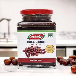Arkos Homemade Kul Pickle 400gm with 100% natural ingredients,Indian Traditional Bengali Hot,Tangy,Sour & Spicy Kuler achaar, Ber ka Achar, Jujube Pickle, Oil Free,Kul (Ber, Jujube, Regi Pandu) achar.Perfect for Rice, Roti,Paratha,Ready to use Homemade Combine Gur and sugar,-image-15