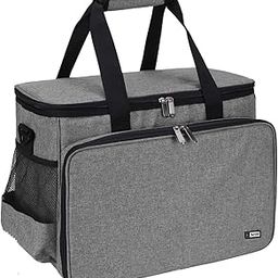 AHM Nylon Sewing Machine Carrying Bag With Removable Pad, Stitching Silai Machine Bag With Shoulder Strap Compatible With Most Standard Usha Janome, Singer, Brother Machines - Grey-image-33