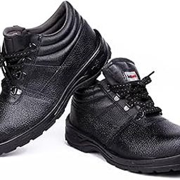 Hillson Rockland ISI Marked PU Safety Shoes | Heat, Water & Oil Resistant, Anti-Skid Industrial Footwear (Steel Toe, 9) Black-image-49