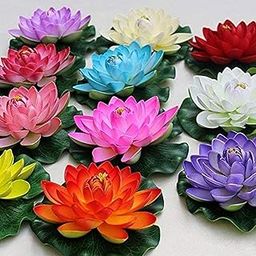 Kapoor Crafts® 4 Pcs Artificial Floating Lotus Foam Flowers with Rubber Leaf for Outdoor, Indoor Home, Wedding, Aquariums Decoration (Multicolor)-image-13