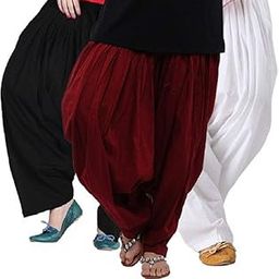 Combo of 3 Womens Solid Cotton Mix Best Indian Ethnic Comfortable Readymade Punjabi Semi Loose Patiala Salwar-image-30