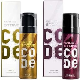 WILD STONE CODE Gold & Iridium No Gas Body Perfume Spray Combo For Men, Pack Of 2 (120ml Each) Fresh-39