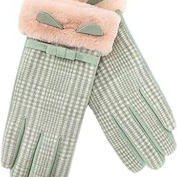 CALANDIS™ Elegant Touch Screen Gloves Soft Winter Women Plush Lined Glove Mitts Green | Gloves & Mittens | Womens Accessories-12