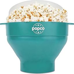 The Original Popco Silicone Microwave Popcorn Popper with Handles, Silicone Popcorn Maker, Collapsible Bowl Bpa Free and Dishwasher Safe - 10 Colors Available (Aqua)-8