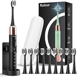 Kuicur Sonic Electric Toothbrush for Adults and Kids, Comes with 10 Brush Heads & Travel Case,15 Modes with 2 Minutes Built in Smart Timer, One Charge for 90 Days, 42,000 VPM Motor (Black)-picture-19