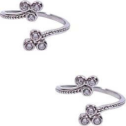 925 Sterling Silver Floral CZ Adjustable Toe Ring for Women-image-47