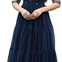 Womens Faux Georgette Sequence Embroidered Ankle Length Anarkali Gown-image-84