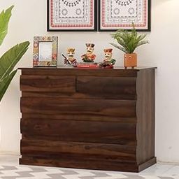 RATANDHARA FURNITURE 5-Drawer Sheesham Wood Chest of Drawers for Stylish Living Room Storage (Walnut Finish)-29