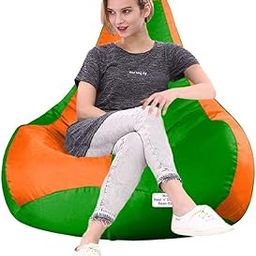 RnS Rest 'n' Sleep - Bean Bag Filled with Beans for Living Room, Bed Room for Relaxing, with 1 Year Warranty (4XL, Orange/Parrot Green)-image-25
