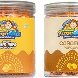 TimeOut Caramel and Cheesy Peri Peri Popcorn| Whole Flavoured Popcorn | Pet Jar | Non-GMO | No Trans-Fat | 159 gm | Pack of 2-image-97