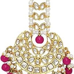 Gold Plated Kundan Faux Pearl Maang Tikka Matha Patti for Women-image-78