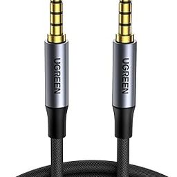 UGREEN 3.5mm Audio Cable Braided 4-Pole Stereo Auxiliary Aux TRRS Jack Shielded Male to Male Cord Compatible for iPhone, iPad, Phones, Tablets, Car Home Stereos, Headphones, Speaker, 2M-10