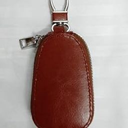Brown Leather Key Pouch with Zipper & Hook | Car & Bike Key Holder Case for Men & Women | Compact Key Organizer-image-87