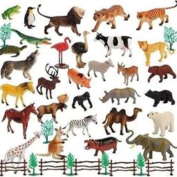 TOYSFAST (12 PCS Animal Set) Mini Jungle Animals Figure Toys Play Set | Realistic Wild Plastic | Includes Artificial Grass & Fencing | Learning Games for Boys, Girls, Kids(A792)-24