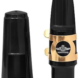 Waxwing Alto Saxophone Mouthpiece with Cap, Black and Gold-image-22