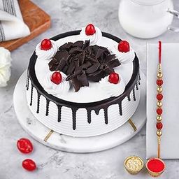 Fnp Earthly Blessings Rudraksha Rakhi N Black Forest Cake-image-49