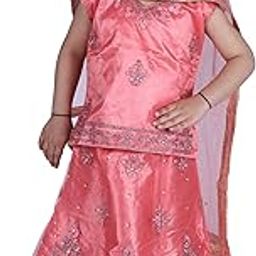 Baby Girls Classic Fit Solid Lehanga Choli and Dupatta Set | Pink | 4-5 Years | KIDS12852-image-21