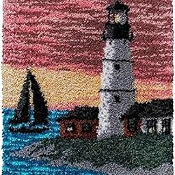 CALANDIS™ Latch Hook Rug Kits Mat DIY Needlework Embroidery Carpet Lighthouse | Latch Hooking Kits | Latch Hooking | Rug Making | Needlecrafts & Yarn-picture-12