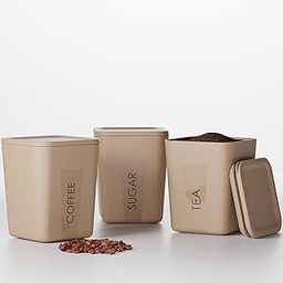 Kitchen Storage Canisters Set, 800ml/27oz, Sand Castle Colour, Tea Coffee Sugar Containers, PP Material, Pack of 3-image-15
