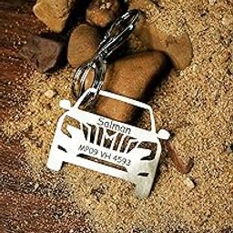 GENESIS ARTS Personalized Stainless Steel Key Chain/Key Ring | Durable, Compatible with All Models | Customized Car Number Plate | Ideal Gift for Him (Silver)-image-97