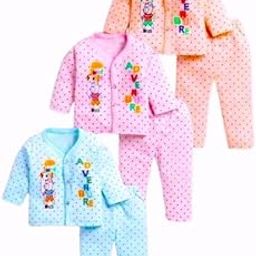 Shyamcollections Baby's Boy's Girl's Full Sleeves 100% Cotton Vests, Jhabla T-Shirt with Pyjama Pant Dress for Kids Infant Toddler New Born Baby Clothes Size 0 Months UP To 4 Year (0-3 months)-image-2