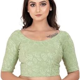Women's Braso Cotton Half Sleeve Blouse for Women | Stylish Leaf Pattern Solid Color Blouse for Women and Girl's-image-89
