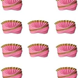 Pagdi/Turban for Barati & Guest to Celebrate Wedding/Other Function for Men & Women (Free Size) II Pack of 10 II,Pink Color-10