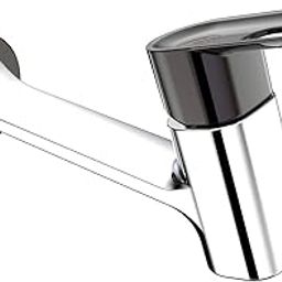 RN Extra Long Nose Bib Cock with Flange - Black-Chrome-Dual | Wall Mounted Brass Water Tap for Bathroom, Kitchen, Garden | Heavy Duty & Rust Resistant_RNAMA26G03-16