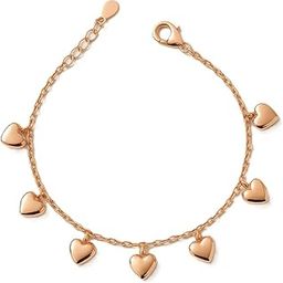 925 Sterling Silver Rose Gold Heart Charm Bracelet for Women | Dainty Chain with 7 Polished Heart Dangles | Adjustable Romantic Wrist Chain-image-76