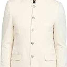 Men Regular Fit Jacquard Pattern Polyester Elastane Blend Stand Collar Full Sleeve Formal Jacket-picture-9