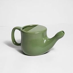 QIMACPLUS Leak-Proof Durable Ceramic Jal Neti Pot lota | Non-Metallic, Lead-Free, Microwave & Dishwasher Safe with Comfortable Grip | 1 PCS (olive green)-image-8