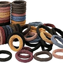 Seamless Thick Cotton Hair Rubber Bands | Durable Elastic Ties | Ponytail Holders | Hair Accessories for Women and Girls (Dark Colors, Pack of 20 Pcs)-28