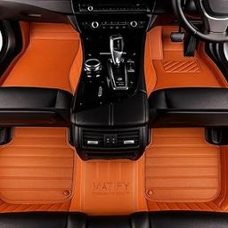 9D Car Floor Mat for MG Comet EV | Waterproof | Anti-Slip | Luxury Premium Leather Car Mat | Full Coverage | All Weather | Custom Fitted Car Foot Mats - Tan-image-3