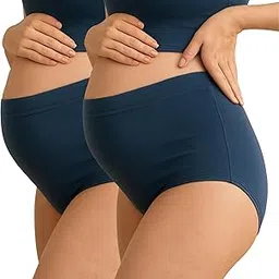 tummy Maternity Underwear for Women ? Over Bump High Waist Cotton Pregnancy Panties ? Soft, Breathable, Full Coverage Briefs for Prenatal & Postpartum Comfort - Pack 2-picture-11