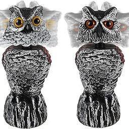 Hausse 2 Pack Fake Owl Decoy Bird Scarecrow Sculpture, Plastic Horned Owl Bird Deterrents with Yellow Claws, Garden Protectors, Large Nature Enemy Pest Repellent for Outdoor Garden Yard-14