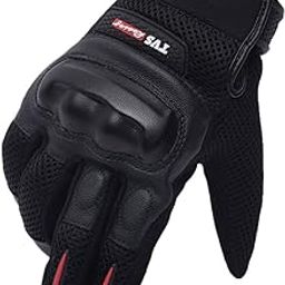 TVS Racing Street Riding Gloves for Men-PVC & Carbon Protected, Touch Screen Compatible, & Visor Wiper Fingertips-Premium Bike Gloves for Riding Comfort (Black-M)-23